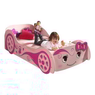 Lit voiture fille rose Love
