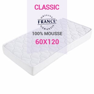 Matelas mousse bébé 60x120 cm GUSTAVE pas cher 