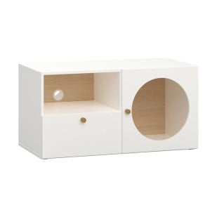 Meuble TV étroit Reli avec porte avec ouverture circulaire