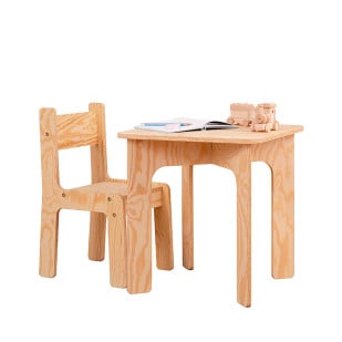 Table et chaise pour tout petit en bois contreplaqué pin naturel Mini - SmartWood - Jurassien