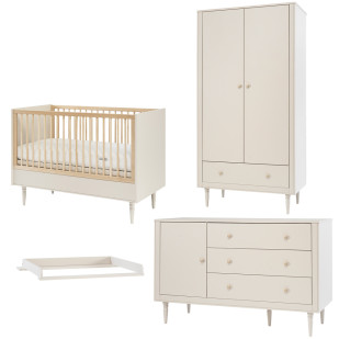 Pack chambre bébé Petite Lune Pinio avec lit, armoire, commode et plan à langer chez Jurassien