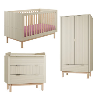 Ensemble de mobilier chambre bébé Miloo évolutive coloris champagne et bois