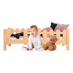 Petit lit enfant avec barrière en bois Olaf B Baby
