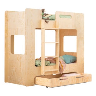 Lits superposés en bois SmartWood avec tiroir : Un gain de place astucieux pour les chambres partagées