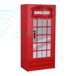 Placard cabine téléphonique Anglaise rouge - Chambre enfant London Vipack