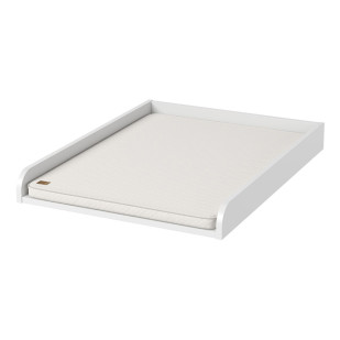 Plan à langer universel blanc Vox en MDF, sécurisé et pratique pour lit bébé. Disponible chez Jurassien.
