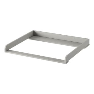 Plan à langer gris Swing de Pinio à fixer sur une commode assortie pour recevoir un joli matelas à langer bébé