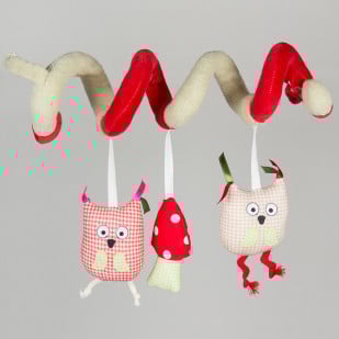 Peluche d'éveil accordéon Hibou avec champignon, jouet bébé multicolore - Pony Design