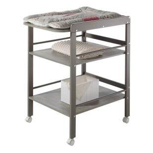 Table à langer à roulettes gris taupe