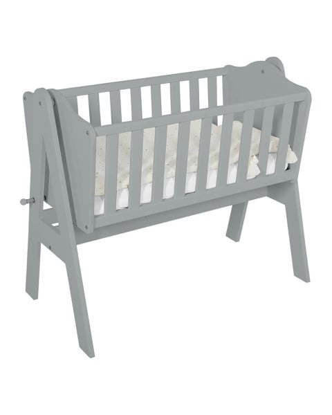 Berceau bébé bois Lea gris à bascule - Novelies