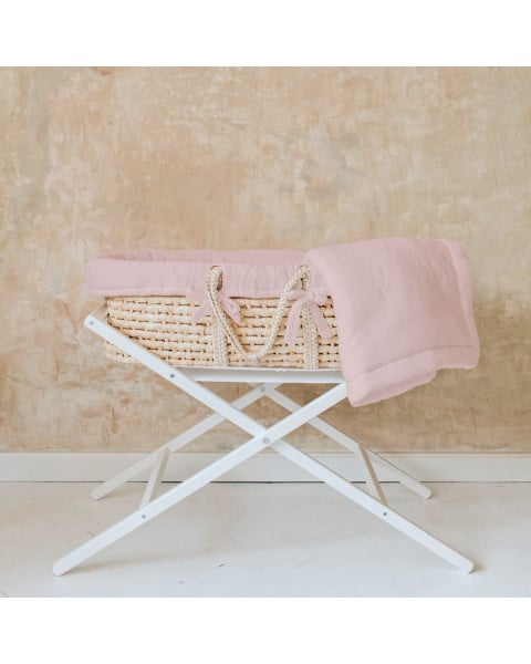 Set couffin Moïse pour bébé avec pied et habillage rose | Couffin bébé