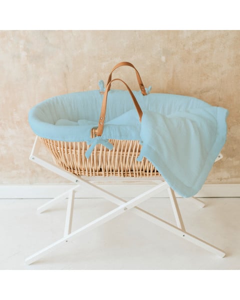 Set couffin en osier bébé avec support et habillage mint