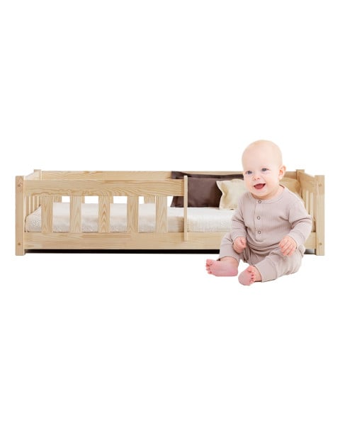 Lit Bébé 2 Ans Avec Barrière Classic En Bois Naturel - Lit Adeko