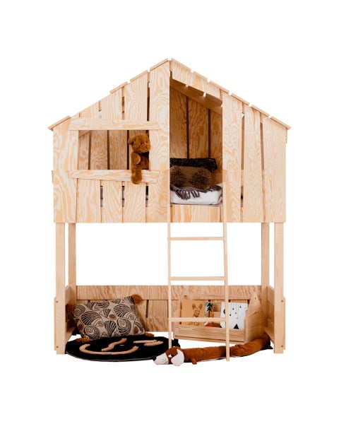 Lit Mezzanine Cabane Ted en Bois pour une Chambre Originale