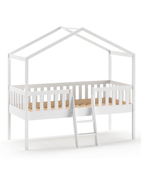 Lit Cabane Piloti Surélevé 90x200 Blanc Dallas - Vipack - DAZG9014