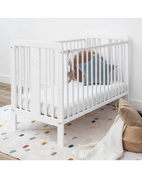 Lit De Bébé Blanc 60x120 Star - Ameublement bébé - Woodies