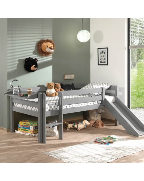 Lit Mi Hauteur Avec Toboggan Gris - PICOMSHP9017 - Vipack