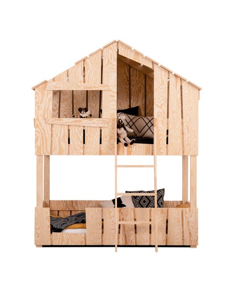 Lit Superposé Cabane en Bois Ted - Lit enfant sans Solvants