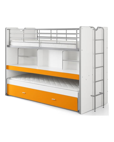 Lit superposé combiné avec bureau orange