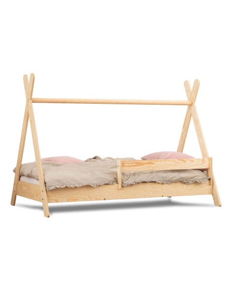 Lit Tipi avec barrière 70x140 en bois SmartWood - Jurassien