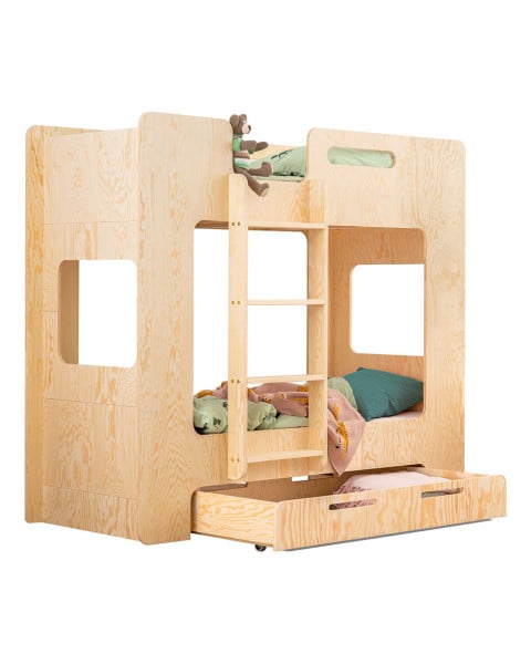 Lits superposés en bois SmartWood avec tiroir : Un espace de sommeil et de rangement bien pensé