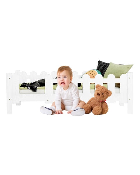 Petit Lit Pour Enfant Avec Barrière De Couleur Blanche - Adeko
