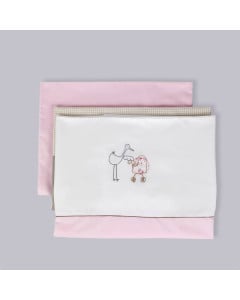 Linge de lit bébé rose Cigogne