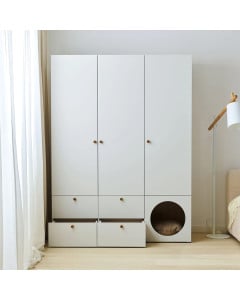 Armoire 3 portes avec ouverture circulaire et 2 tiroirs RELI
