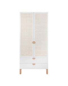 Armoire bébé avec cannage en rotin blanche et bois Ratata |Bellamy - RABISZ2D
