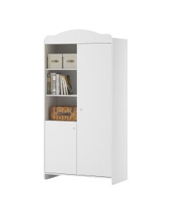 Armoire bibliothèque blanche Megeve par Vox, style authentique et classique, disponible chez le Jurassien pour un rangement élégant.