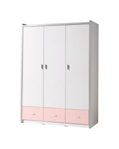 Armoire chambre enfant 3 portes Ugo rose