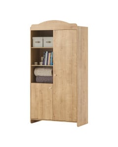 Armoire Megeve Oak avec étagères ouvertes, style classique et authentique, disponible chez Jurassien, marque Vox.