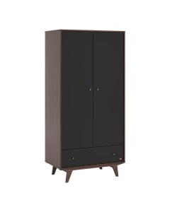 Armoire penderie noir et bois noyer avec tiroir et penderie Mid Vox | 4021942
