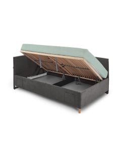 Lit coffre 140x200 Meise Möbel en tissu matelassé gris anthracite – collection Cool
