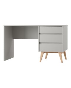 Bureau enfant et ado Swing Pinio en bois massif et gris taupe avec caisson 3 tiroirs