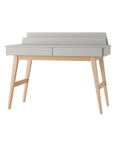 bureau enfant gris taupe avec rangement organisateur en bois massif Swing de Pinio