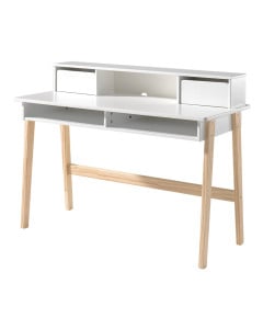 Bureau avec surmeuble blanc Kimy