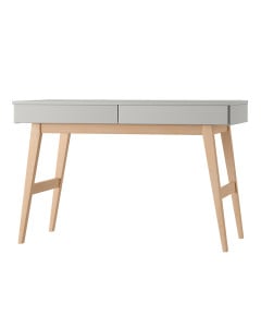 bureau scandinave enfant Swing Pinio en bois massif et gris taupe avec tiroirs intégrés