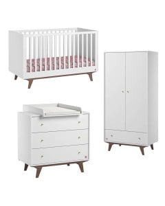Chambre bébé évolutive complète | Blanc & noyer | Mid Vox