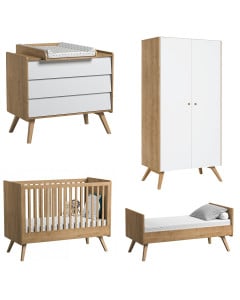Chambre bébé évolutive complète Vox Vintage bois et blanc