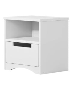 Chevet Classic blanc pour enfant Kocot Kids avec tiroir pratique, design sobre et élégant, idéal pour organiser les effets personnels dans une chambre moderne.