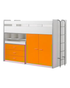 Combiné lit mezzanine avec bureau orange