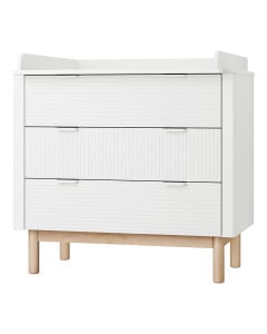 Commode avec plan à langer amovible blanc et bois Miloo de la gamme Pinio