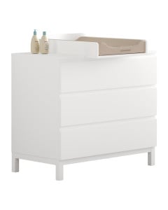 Commode à langer blanche Eva de Vipack avec plan à langer amovible conforme à la norme NF EN 12221-1+A1 - sécurisée et moderne