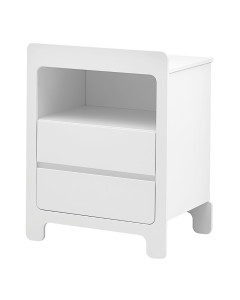 Commode Moon Pinio avec niche de rangement et 2 tiroirs, en bois blanc