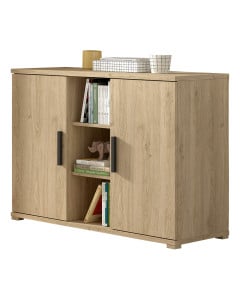 Commode bois foncé avec niches Sam de Vipack, rangement moderne et pratique, disponible chez Jurassien