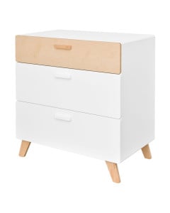 Commode pour enfant Nordik blanche et hêtre
