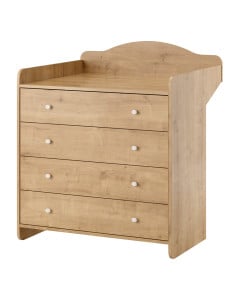 Commode table à langer Megeve Oak, bois naturel, style classique, Vox meuble bébé, élégance et rangement par le Jurassien.