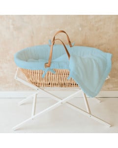 Set couffin en osier bébé avec support et habillage mint