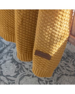 Couverture bébé tricot Mustard - Woodies - Jaune moutarde